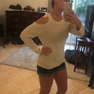 Francesca’s ‘Miami” cold shoulder sweater